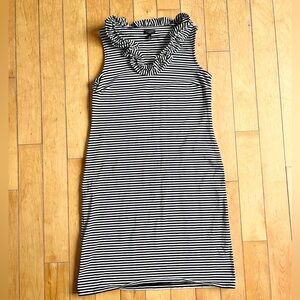 TALBOTS Black and White Striped Sleeveless Dress Size Small Petite